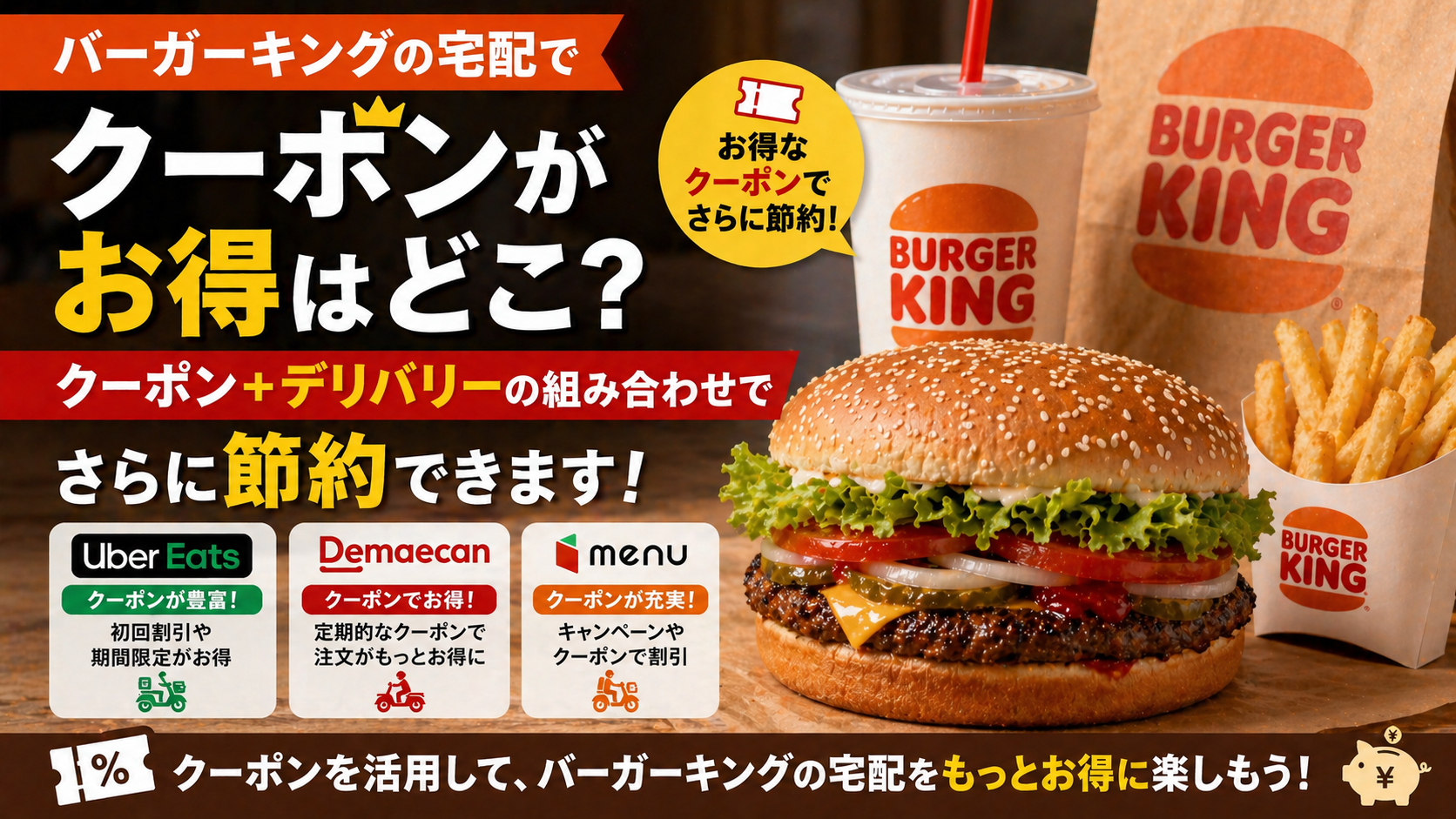 バーガーキングの宅配でクーポンがお得はどこ？