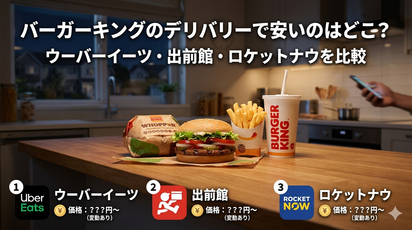 バーガーキングのデリバリーで一番安いのはどこ？