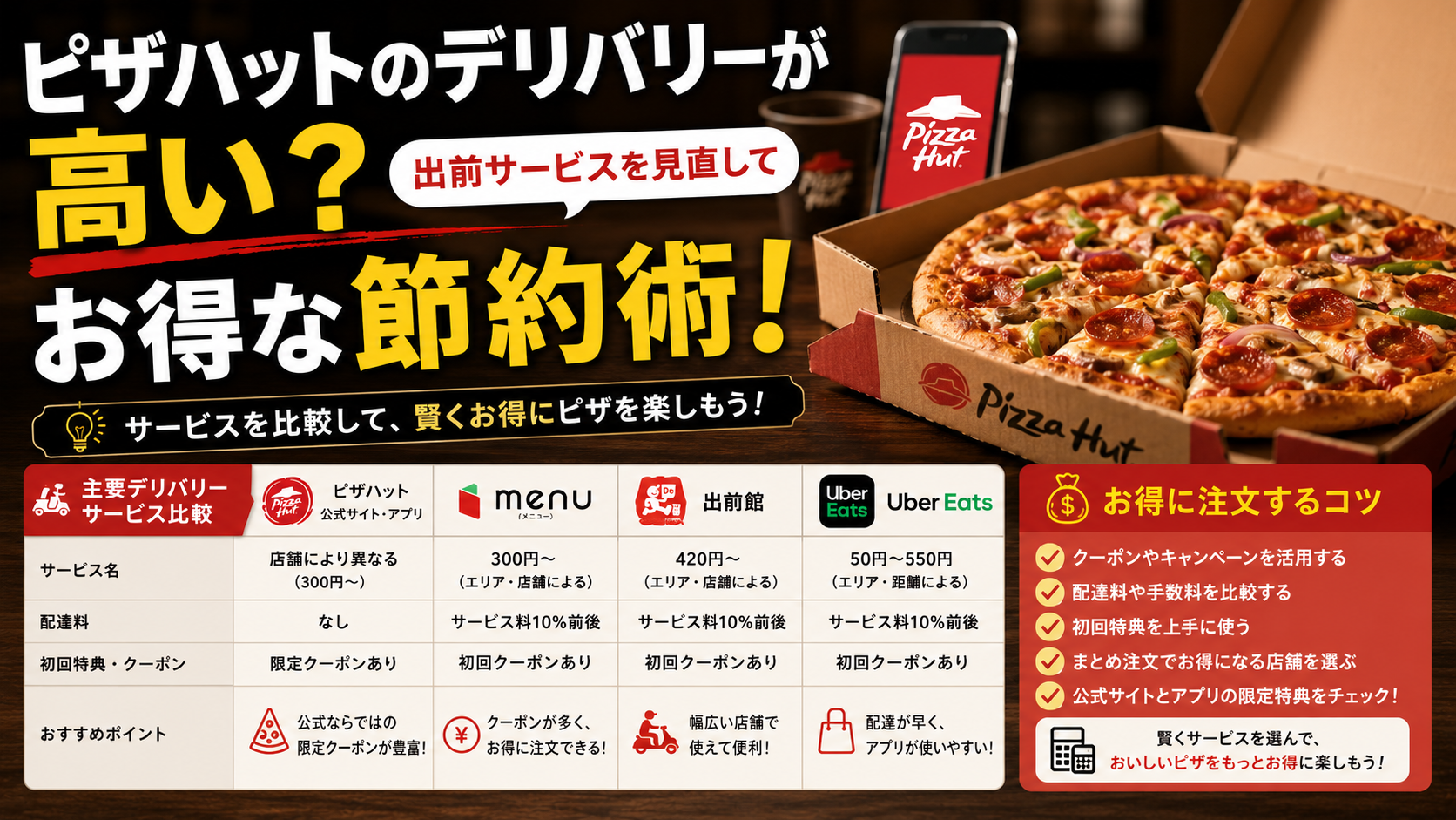 ピザハットのデリバリーが高い？