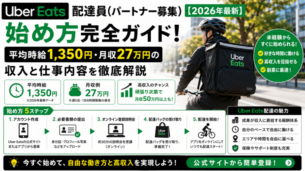 Uber Eats 配達員（パートナー募集）の始め方完全ガイド！