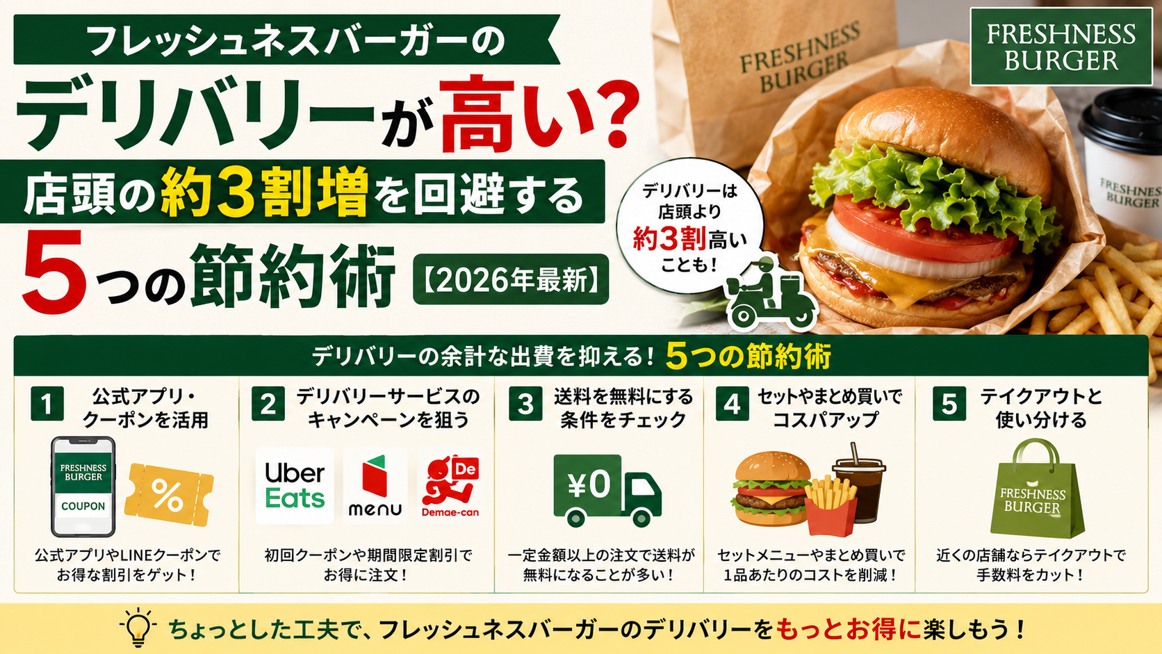 フレッシュネスバーガーのデリバリーが高い？